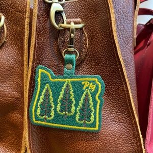 Portland Leather Douglas Fir Bag Flair Bag Charm in Sea glass - NEW